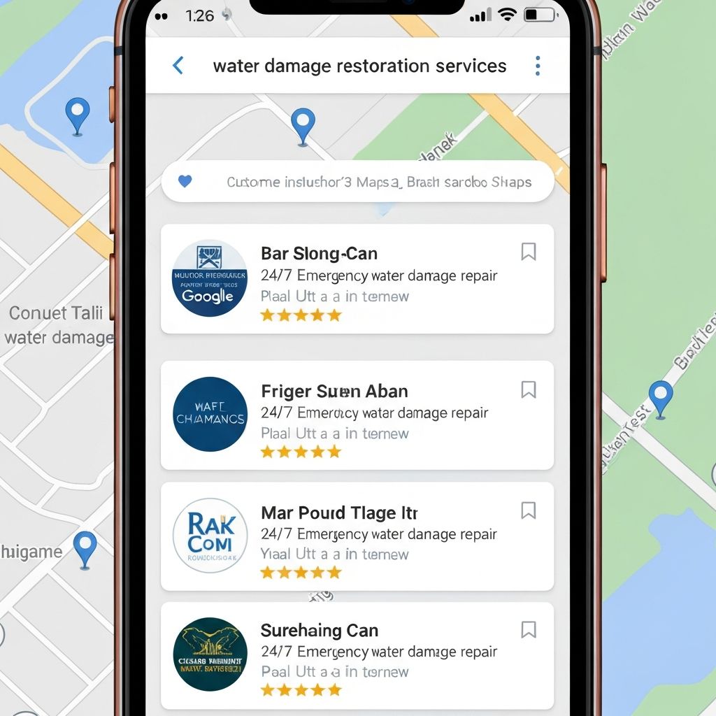 Google Maps showing water damage restoration searches